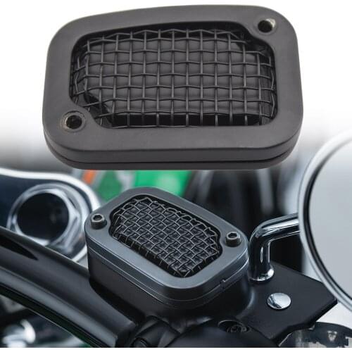 Motorcycle Front Brake Fluid Reservoir Cover Master Cylinder Cap Grille Grill Black For Harley Softail Breakout FXFB CVO