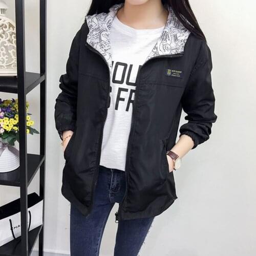 Spring Autumn Fashion Women Bomber Women Jacket Pocket Zipper Reversible Hoodie Loose Garment Plus Size Windbreaker Famale