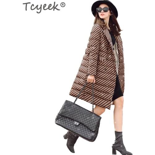 Tcyeek High Quality New Winter Women Jacket Thicken Warm 90% White Duck Down Coat Casual Stand Collar Female Outwear Coat YYJ123