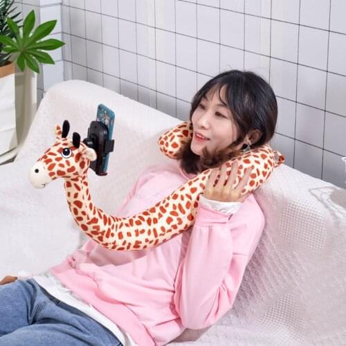 Cute Soft Cartoon Stuffed Animal U Shape Pillow Doll Mobile Phone Holder Plush Toys