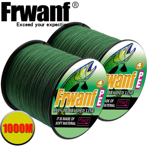 Frwanf 4 Strands Multifilament Braided Fishing Line 1000M 4 Strand PE Woven Thread for Winter Fishing 6-100LB
