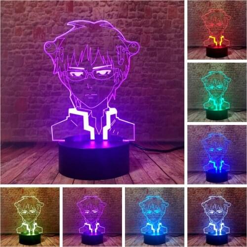 Saiki K Model 3D Illusion LED Table Nightlight Colorful Change Lamp Japan Manga Anime Figure Toys FOR Children