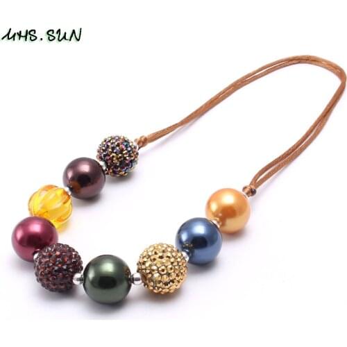 MHS.SUN Fashion design child kids chunky beads necklace girls baby bubblegum chunky necklace adjustale handmade jewelry 1pcs