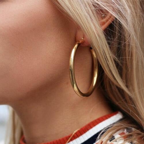 Fashion Personality Dangle Earrings Minimalist Thick Tube Round Circle Earrings for Women Trendy Hiphop Jewelry Accessories