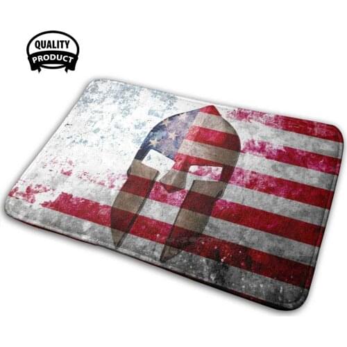 Molon Labe - Helmet Across An American Flag On Distressed Metal Sheet Soft House Family Anti-Slip Mat Rug Carpet Gun Rights