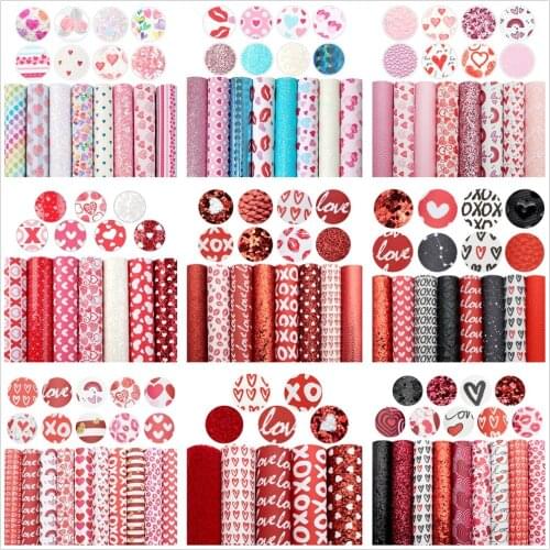 David accessories 8Pieces/set 20*33cm Valentines Day Synthetic Leather Patchwork Hair Bow Handbag Phone Case DIY,1Yc10003