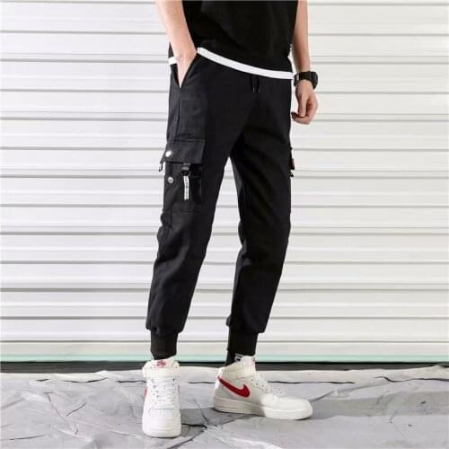 2020 new Fashion pants Cotton Overalls men streetwear pants Simple Big Pocket Hip Hop Style youth sports Full length pants