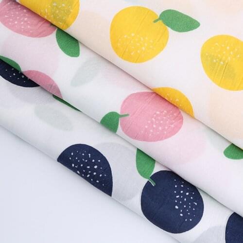 2021 Newest Pure Cotton Bubble Cloth Ripple Cotton Cloth Lemon Fruit Pattern Cotton Cloth Fabric Photo Props Cloth for DIY