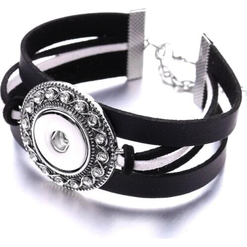 New Leather Snap Button Bracelet Fit 20mm 18mm Snap Buttons Jewelry Bracelets Handmade Braided Leather Wrap Bracelet