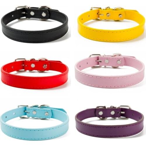 Small Dog Collar Simple Design Pure Color Adjustable pu Leather Pet Puppy Collar for Newborn Dogs Colorful Kitten Cat Collar