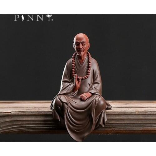 PINNY Purple Clay Buddha Decoration Statue Hong Yi Mage Ceramic Crafts Decorative Zen Creative Ornaments Buddha Decor