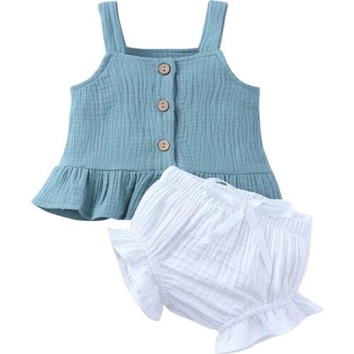Infant Baby Girls Pure Color Braces Top + Shorts New Summer Fashion Clothing Sets Kids Girl Clothes Suits
