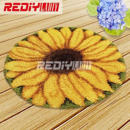 REDIY Latch Hook Rug Crocheting Wall Tapestry Sofa Cushion Set for Embroidery Yarn Carpet Rug Sunflowers Home Decor Floor Mat