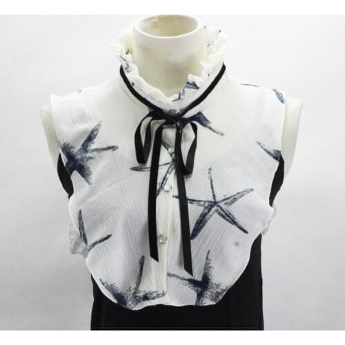 Swallow chiffon shirt suit decorative collar wooden False Collier Femme Beautiful Wave Detachable collars Women Costume Decorate
