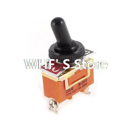 SPST ON/OFF 2 Positions 2 Terminals Rubber Wrapped Toggle Switch AC 250V 15A