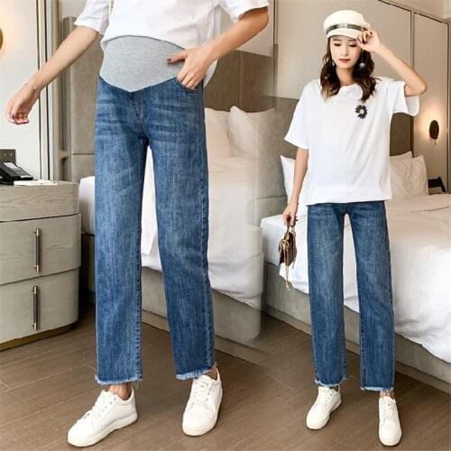 807# Maternity pants Spring Autumn Maternity Jeans Belly Support Pants Easy Matching Elastic Waist Maternity Trousers