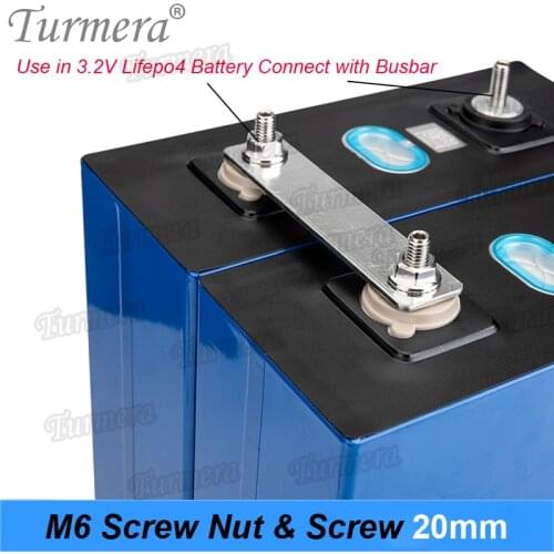 M6 Screw and Screw Nut 20mm Length for 3.2V Lifepo4 Battery 20Ah 90Ah 100Ah 200Ah 280Ah 310Ah Connect with Busbars Use Turmera