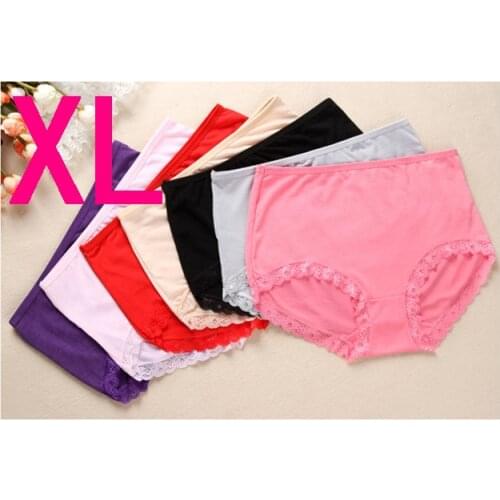 Xl womens trigonometric panties cotton female panties lace female panties chromophous plus size panties 3pcs/lot