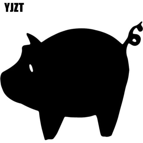 YJZT 15.2CM*12.6CM Cartoon Lovely Piglet Decor Pattern Car Sticker Bumper Vinyl Decal Black/Silver C4-2947