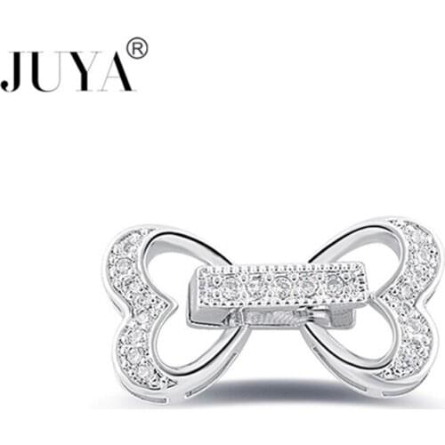 JUYA Fastener Clasps For DIY Jewelry Making Cubic Zirconia Clasp Hooks Connectors Handmade Jewelry Findings Accessories Supplies