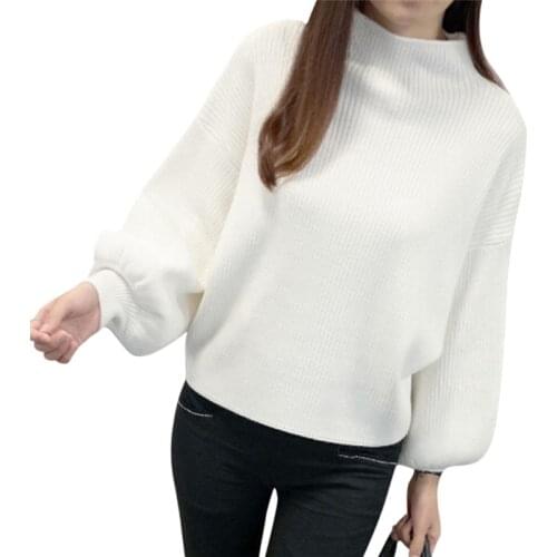 Women Winter Sweaters Fashion Turtleneck Batwing Sleeve Pullovers Loose Knitted Sweaters Female Jumper Tops