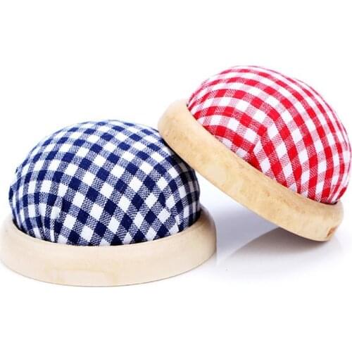 1pc Mini Ball Shaped DIY Tailor Needle Pin Holder Wooden Base Cushion Sewing Tool Kit Pincushions Household Sewing Supplies