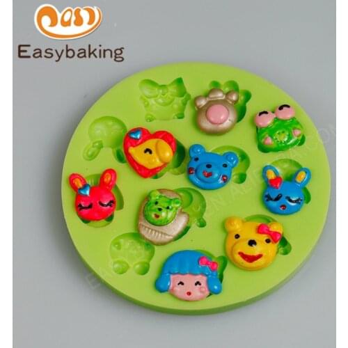1 Piece 12 Different Cartoon Cute Faces Silicone Mould Cake Decorating Tool Food Grade Chocolate Pastry Baking Mold