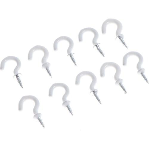 10pcs White Mug Shouldered Hanger Cup Hooks Heavy Duty Screw-In Ceiling Hooks Cup
