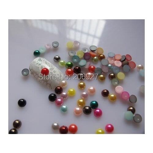 100pcs Cute 5mm Nail Art Mix Color Half-Ball Pearl Nail Art Decoration