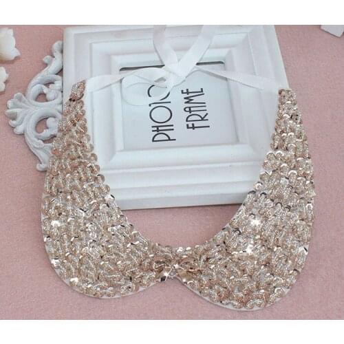 2015 choker necklaces pendants jewelry champagne sequined golden collar women & pendants vintage necklace false fake collar