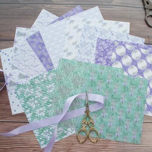 24 sheets DIY 12 style 15.2*15.2cm Lavender Garden theme craft paper as scrapbooking creative paper DIY handmade gift use