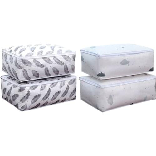 4Pcs Foldable Storage Bag Clothes Blanket Quilt Closet Sweater Organizer Box Home Storage Bags Supplies Black & White