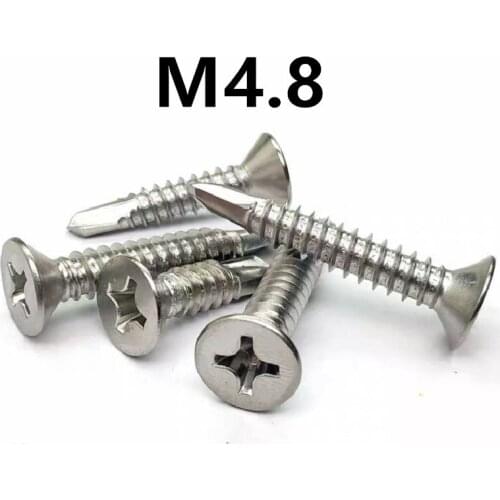 50pcs M4.8x13/16/19/25/32/38/50mm GB15856.2 304 Stainless steel Cross Recessed Countersunk Head Drill Tail Self-Drilling Screws