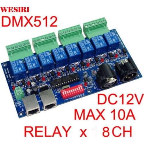 8CH DMX 512 LED Controller DMX512 Dimmer 8 Channel Switch RELAY OUTPUT Decoder Max 10A