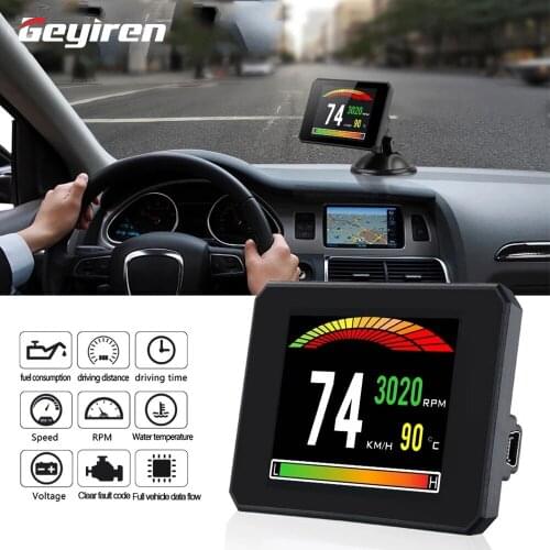 GEYIREN Car Accessories HUD P16 OBD2 Gauge Heads Up Display T816 GPS Scanner Auto Diagnostic Tools Speed Over Speed Alarm Brake