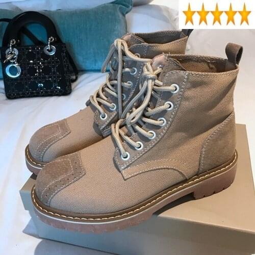 Women Fashion Desert Ankle Patchwork Lace Up Work Safety Boots Footwear Autumn Round Toe Platform Shoes Zapatos De Mujer