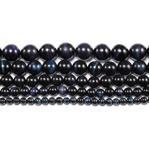 92pcs 4 6 mm AAA Natural Stone Dark Blue Tiger Eye Agat Round Beads Loose Spacer Bead For Jewelry Making DIY Bracelet