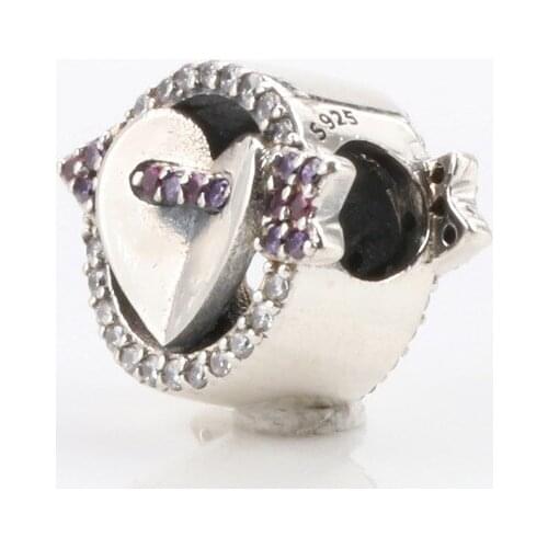 S925 Sterling Silver Cupids Arrow Beaded Fashion Cupids Arrow Charm Fit Original Bracelet Necklace DIY Jewelry