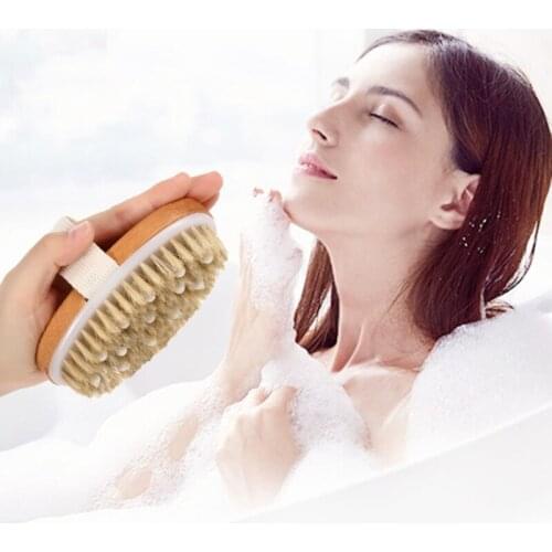 E7CF Bathing Brush Shower Brushes SPA Exfoliating Bath Body Brush Soft Bristle Wooden Handle for Wet or Dry Brushing