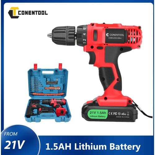 Electric Drill 21V Electric Screwdriver Torque Cordless Drill 2 Speeds Lithium Battery Power Tools Wireless Drill Mini Hand Tool