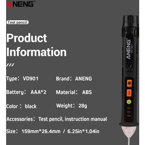 ANENG VD901 AC 12V-1000V Electrical Non Contact Voltage Detector Test Pen Probe Tester