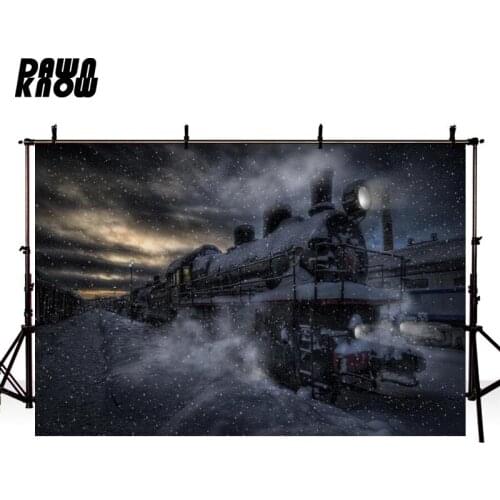 DAWNKNOW Winter Train Photography Background For Baby Wonderland Photo Shoot Backdrop Children Party Photo Studio lv2305