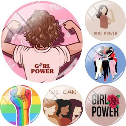 Girl Power Quotes Photo 12/15/16/18/20/25/30mm Round Glass Cabochons Dome Flat Back for Diy Jewelry Making Accessories