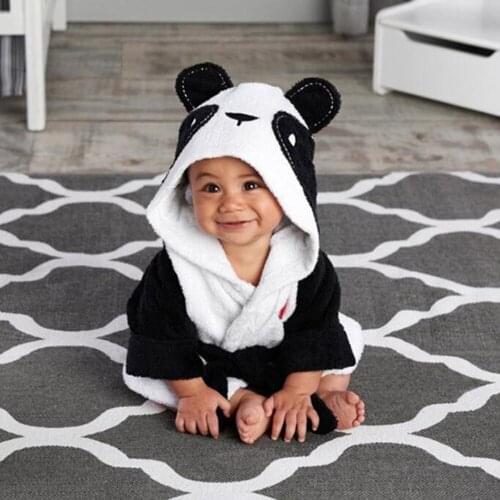 TELOTUNY Kids Baby Boys Girls Bathrobe Cartoon Animals Hooded Towel Pajamas Home Clothes Winter Warm Flannel Nightgown Robes