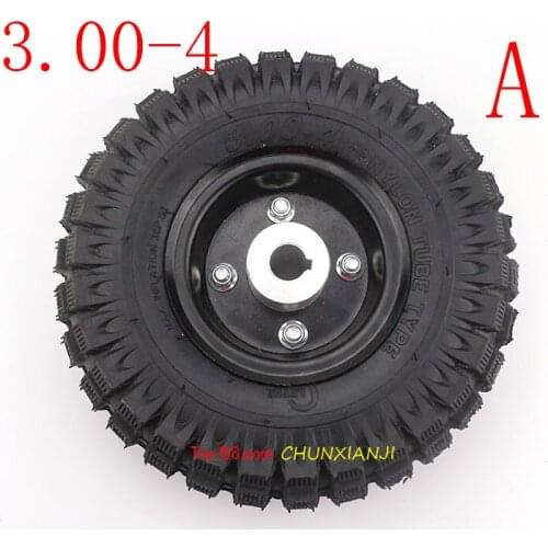 Good quality 3.00-4 4.10-4 trye and inner tube rim wheel Alloy hub for 49cc ATVQuad Go Kart Gas scooter bike motorcyWheel tyres