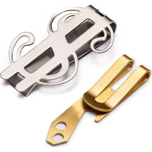 Quality Stainless Steel Metal Money Clip Fashion Brass Cash Clips Bank Card Money Holder Wallet Multifunctional Bill Steel Clamp