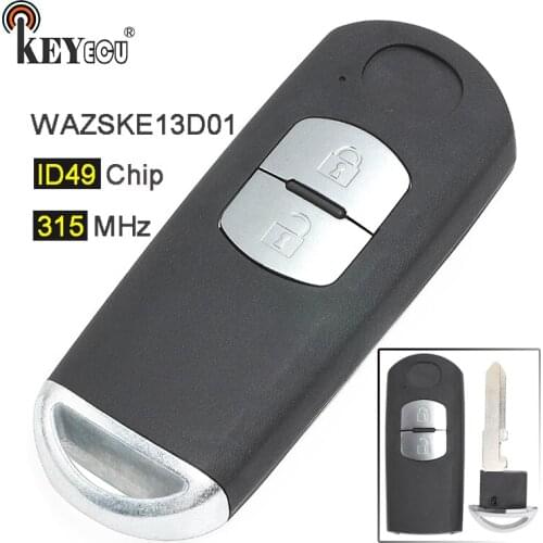 KEYECU FSK 315MHz ID49 Chip FCC: WAZSKE13D01 Replacement 2 Button Smart Remote Key Fob for Mazda