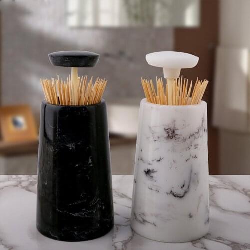 Imitation Marble Pattern Cotton Pick Box European Toothpick Tube Automatic Toothpick Box Fashion Creative toothpick Holder Press
