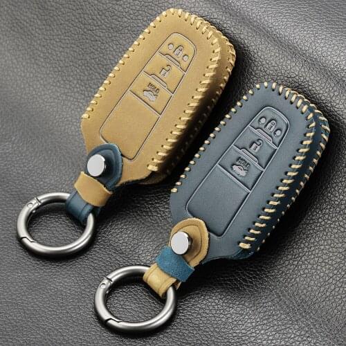 Leather Car Key Case For Toyota Camry CHR Prius Corolla RAV4 Prado 2017 2018 Remote keyless CoverKeychain