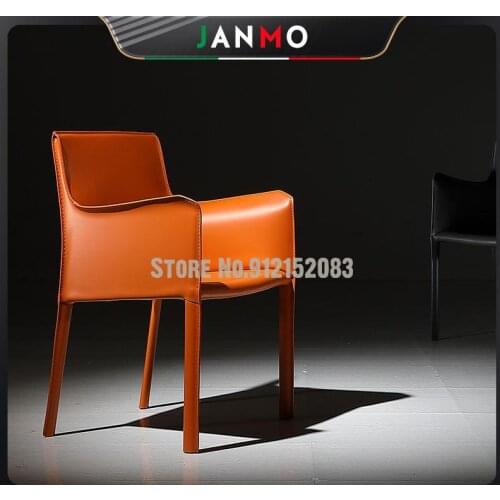 Jane saddle leather dining chair home Nordic designer light luxury book chair office villa armrest backrest makeup chair